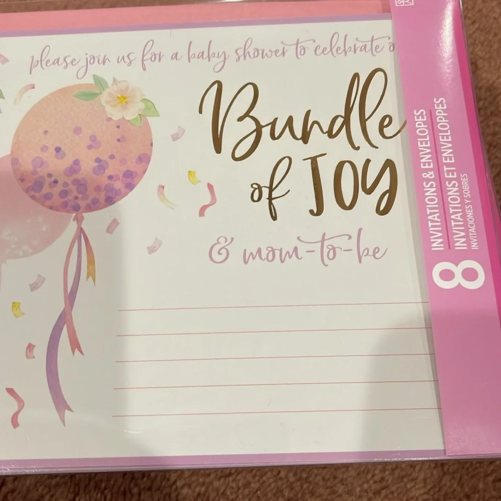 Bundle of Joy Baby Shower Invitations - Pink and Gold